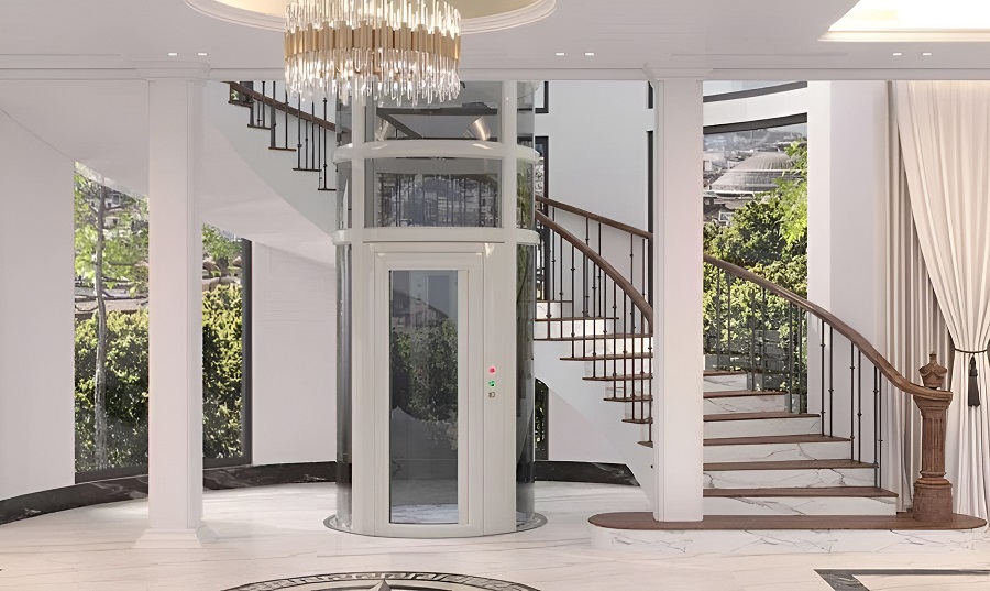 Cầu thang kính hình tròn độc đáo